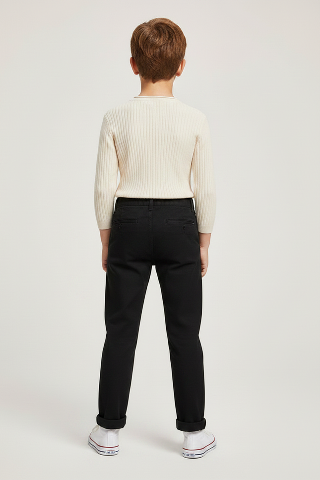 Pantalon Chino Noir Coton Slim Enfant - vue 2