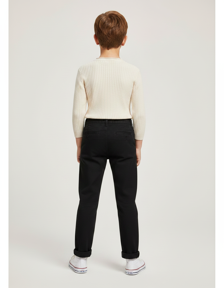 Pantalon Chino Noir Coton Slim Enfant - vue 2