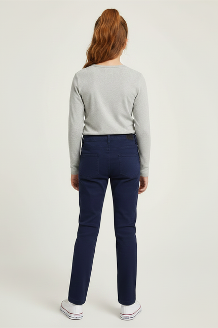 Pantalon Chino Bleu Marine Coton Slim Fille - vue 2