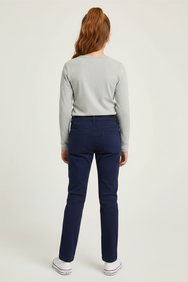 Pantalon Chino Bleu Marine Coton Slim Fille - vue 2