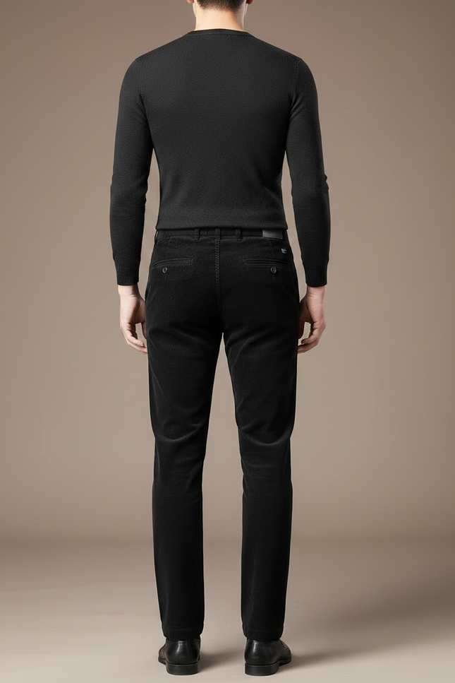Pantalon Chino Noir Côtelé Droit Homme Décontracté - Cordé - vue 2