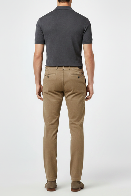 Pantalon Chino Imprime Homme - Camel Coton - vue 2