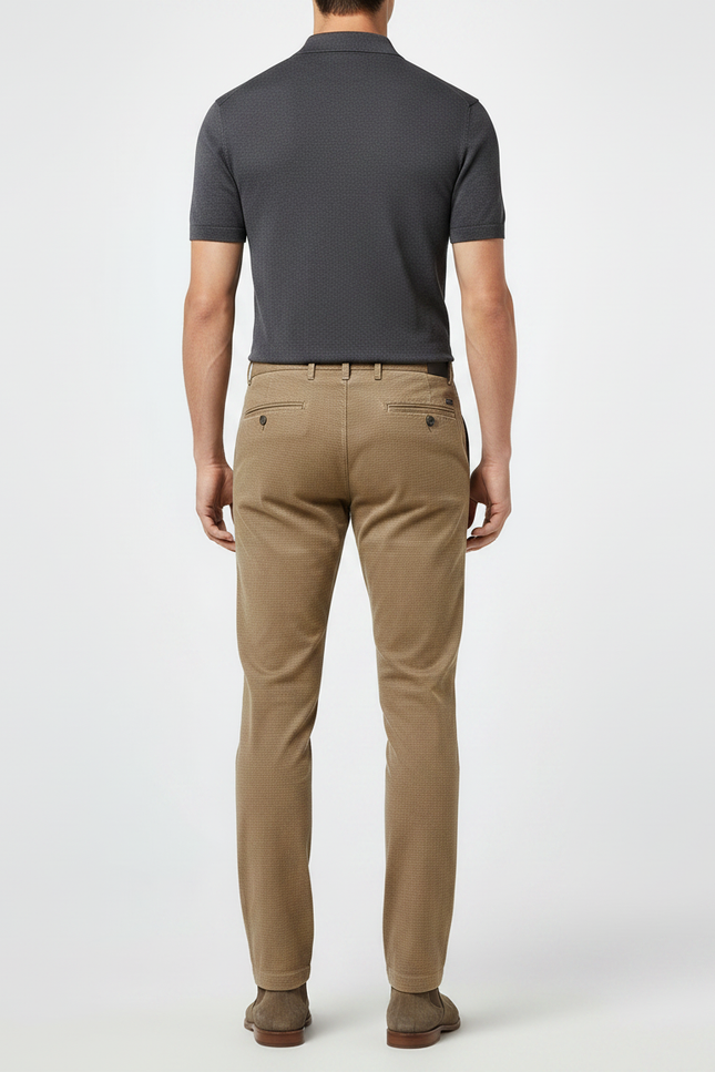 Pantalon Chino Imprime Homme - Camel Coton - vue 2