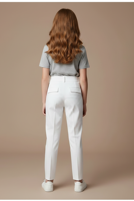 Pantalon Chino Blanc Droit Élégant Enfant - Gabardine - vue 2