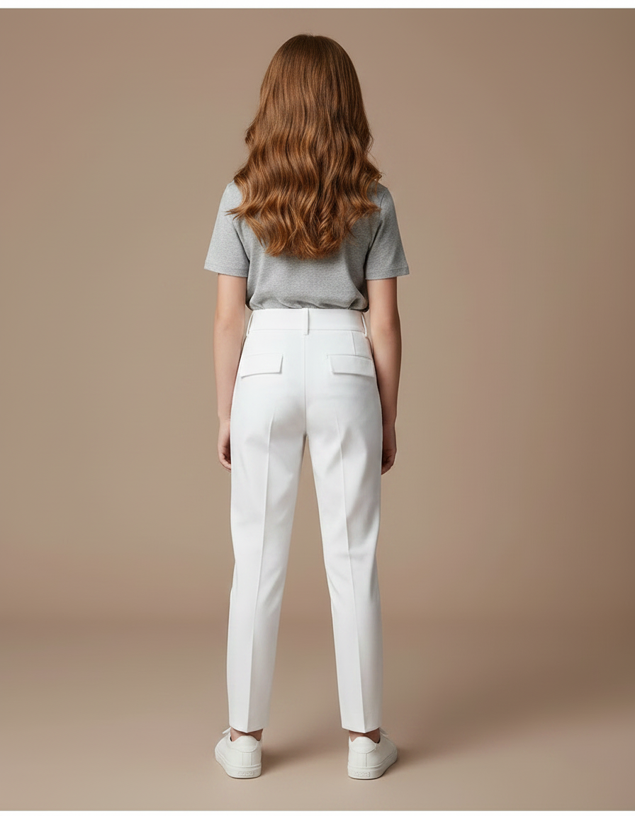 Pantalon Chino Blanc Droit Élégant Enfant - Gabardine - vue 2