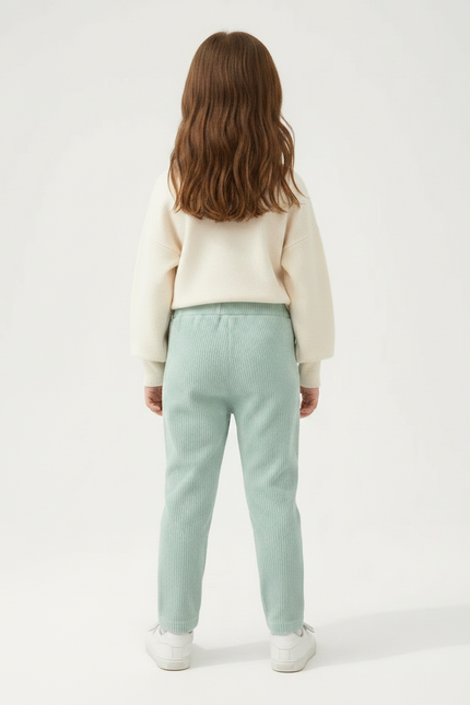 Pantalon Chino Vert Côtelé Confortable Enfant - Cordé - vue 2