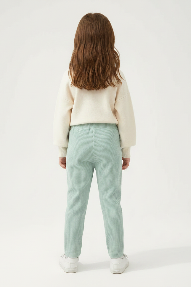 Pantalon Chino Vert Côtelé Confortable Enfant - Cordé - vue 2