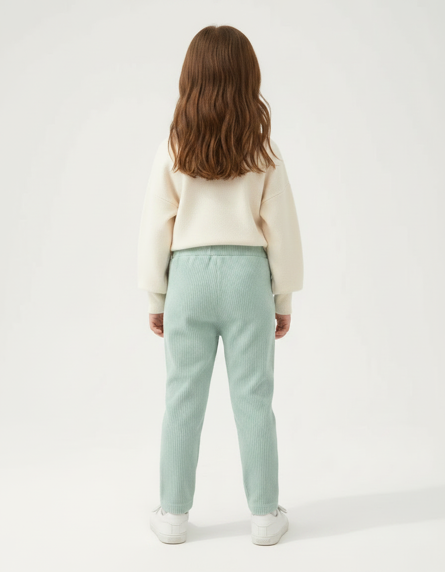 Pantalon Chino Vert Côtelé Confortable Enfant - Cordé - vue 2
