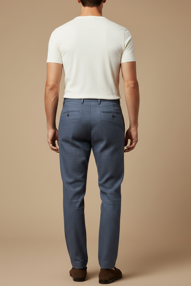 Pantalon Chino Bleu Marine Plissé Décontracté Homme - Laine - vue 2