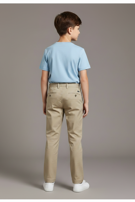Pantalon Chino Beige Coton Droit Garçon Basique - vue 2