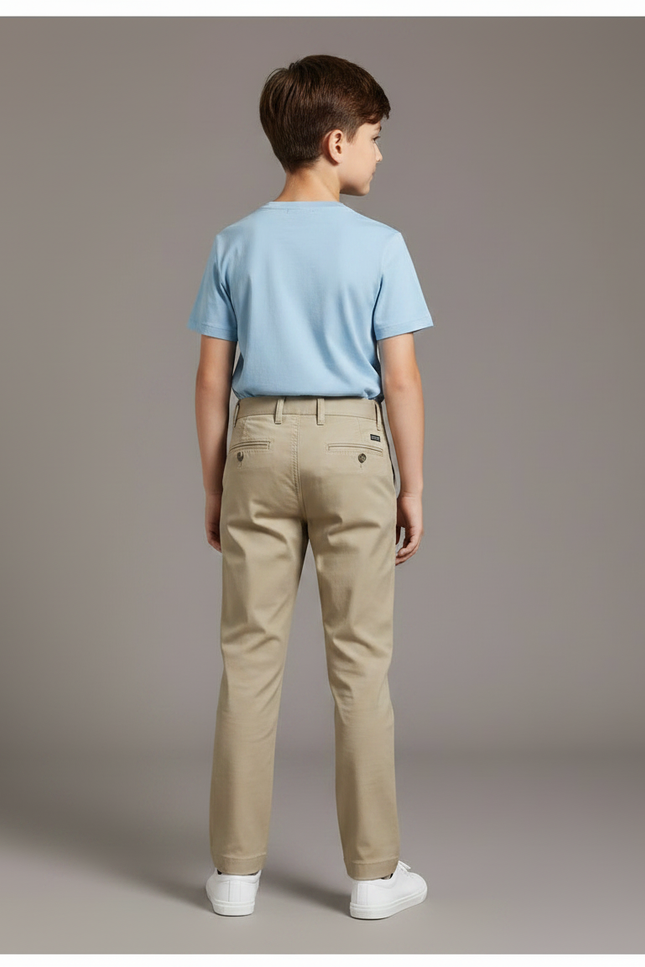 Pantalon Chino Beige Coton Droit Garçon Basique - vue 2