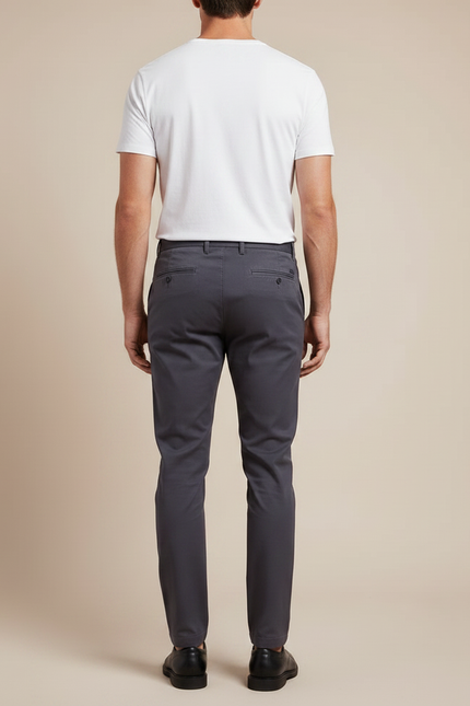 Pantalon Chino Gris Coton Slim Décontracté Homme Moderne - vue 2