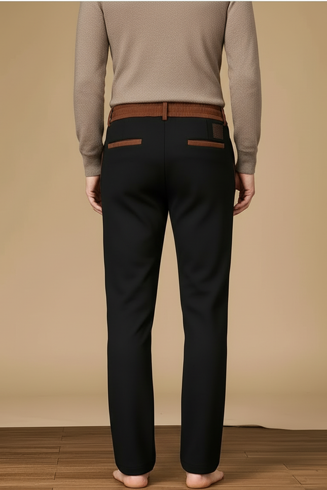 Pantalon Chino Noir Épais Cordon Décontracté - Molleton - vue 2
