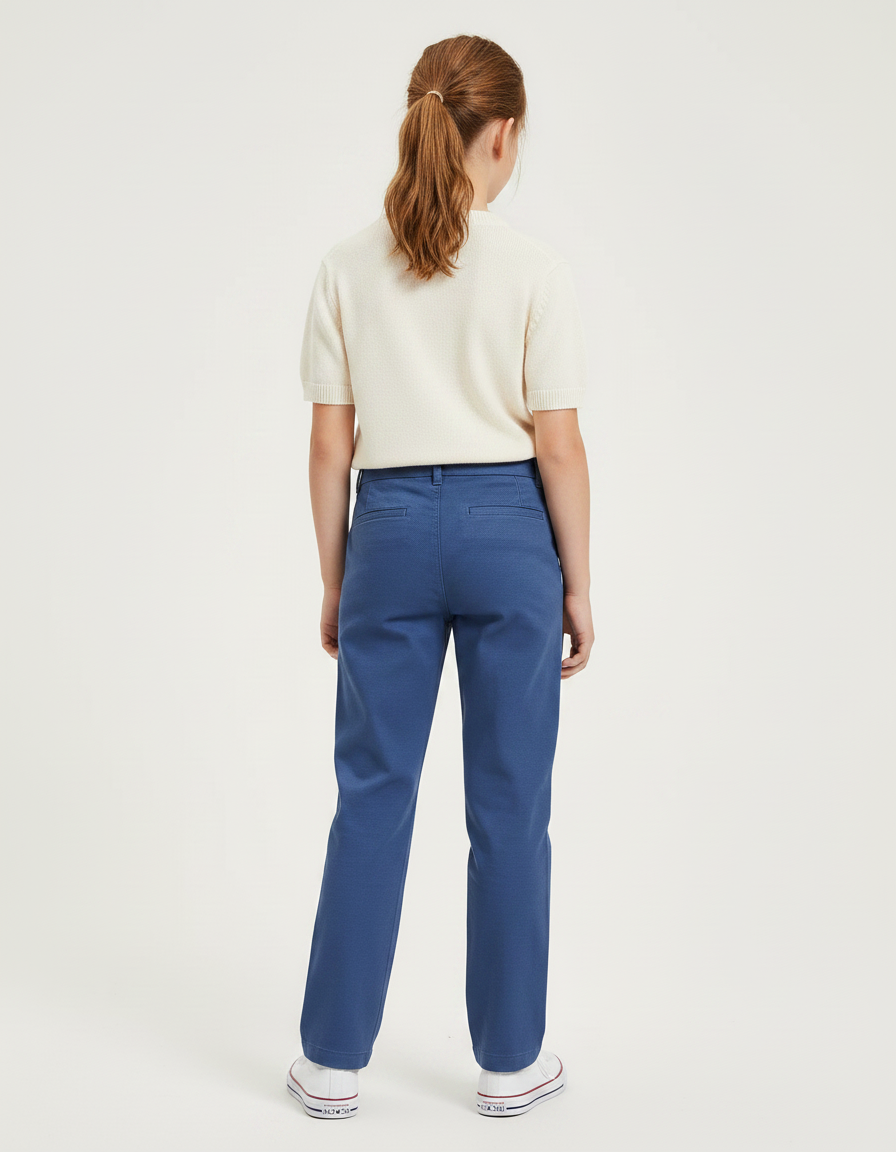 Pantalon Chino Bleu Droit Décontracté Enfant Coton - vue 2