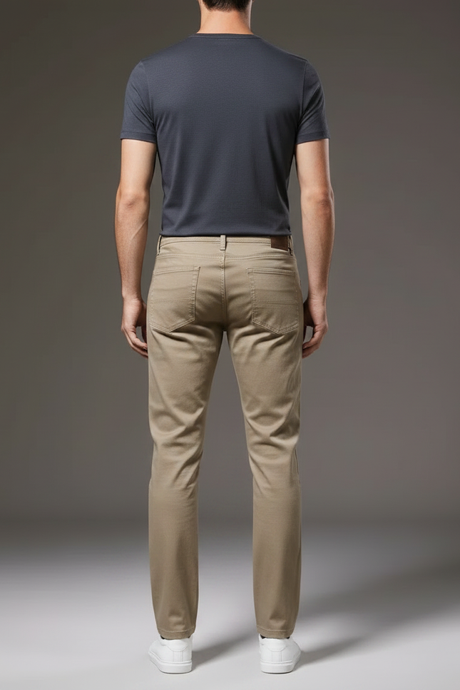 Pantalon Chino Beige Coton Slim Stretch Homme - vue 2
