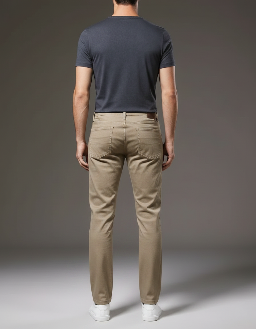 Pantalon Chino Beige Coton Slim Stretch Homme - vue 2