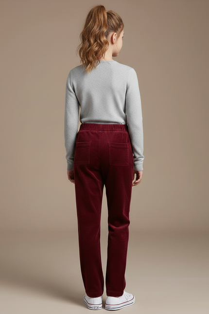 Pantalon Chino Bordeaux Côtelé Enfant Décontracté Ample - Cordé - vue 2