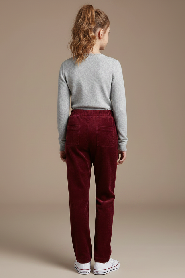 Pantalon Chino Bordeaux Côtelé Enfant Décontracté Ample - Cordé - vue 2