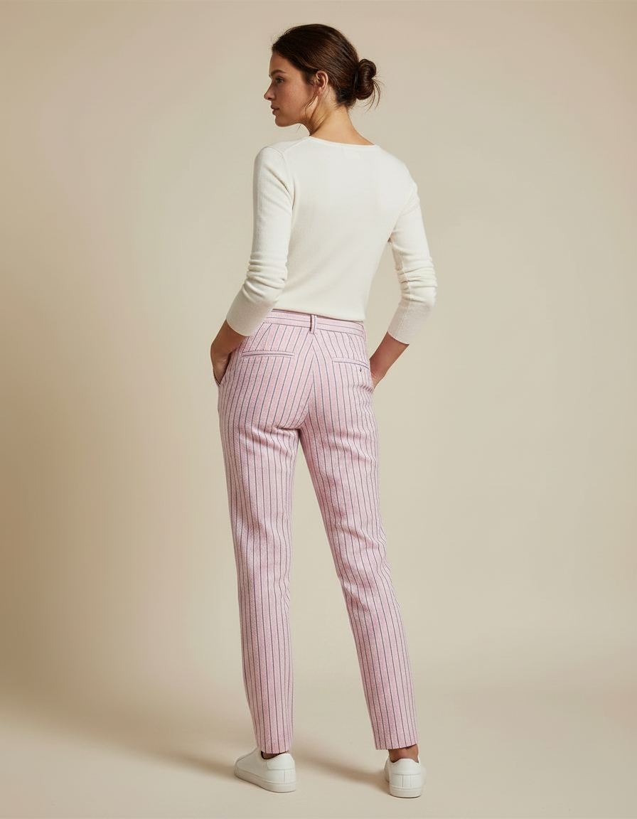 Pantalon Chino Femme Raye - Rose Lin - vue 2