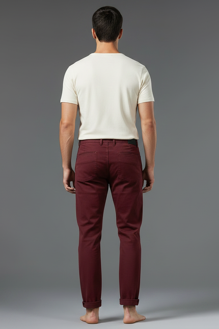 Pantalon Chino Bordeaux Homme - Coton - vue 2