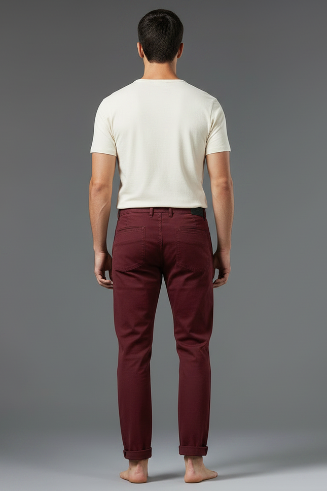 Pantalon Chino Bordeaux Homme - Coton - vue 2