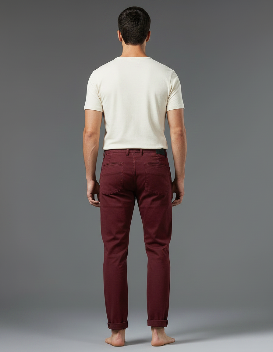 Pantalon Chino Bordeaux Homme - Coton - vue 2
