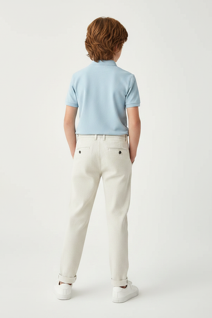 Pantalon Chino Beige Clair Coton Décontracté Garçon - vue 2
