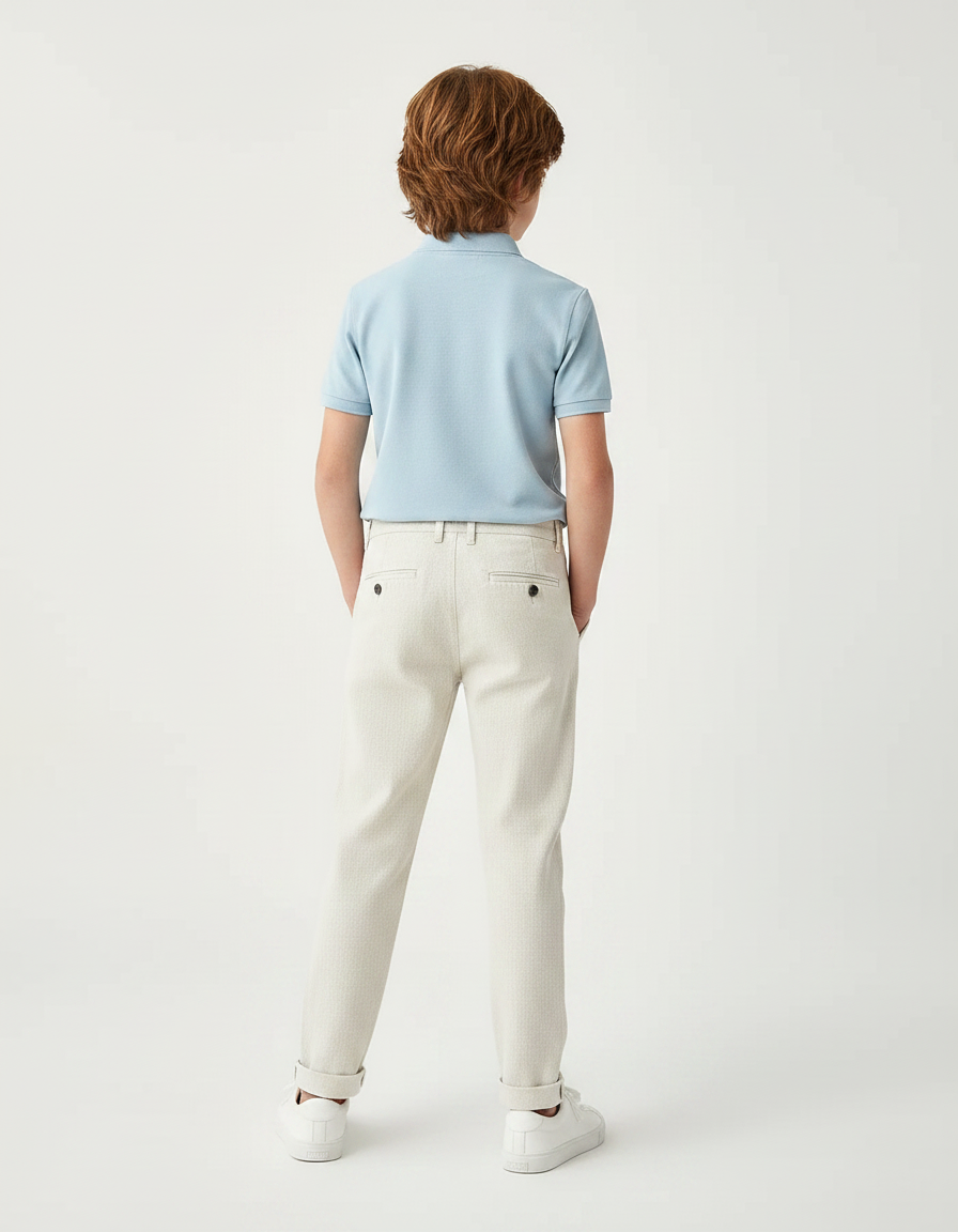 Pantalon Chino Beige Clair Coton Décontracté Garçon - vue 2