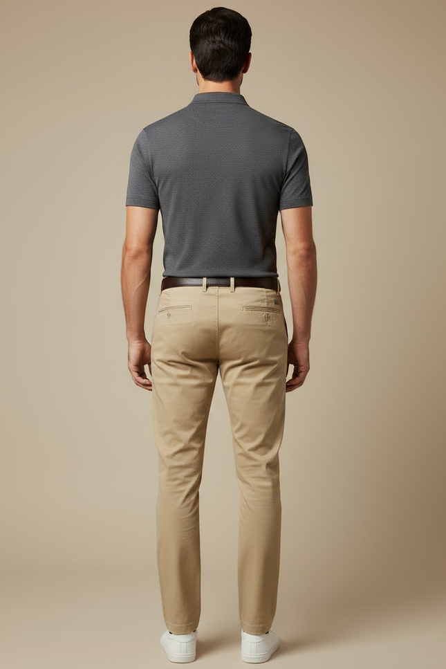 Pantalons Chino Slim Homme - Beige Coton - vue 2