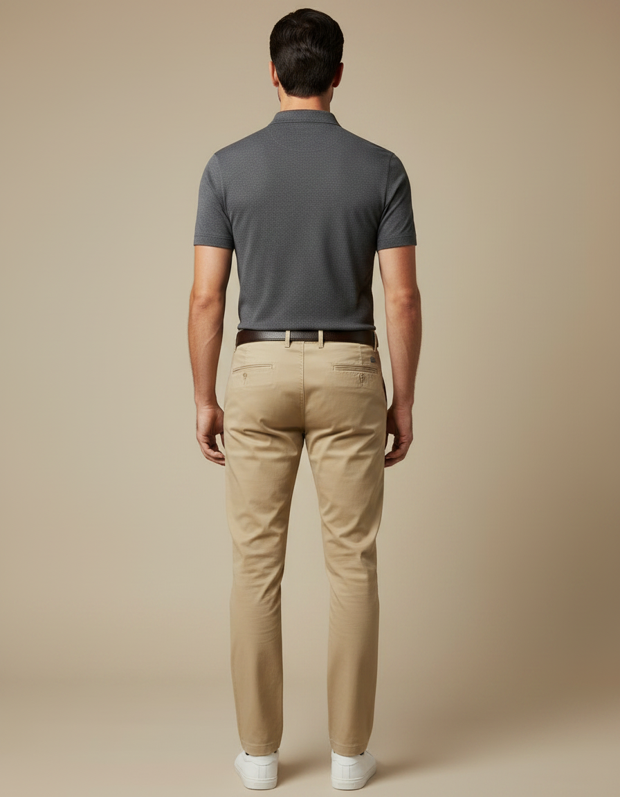 Pantalons Chino Slim Homme - Beige Coton - vue 2