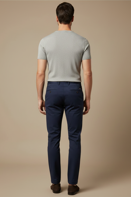 Pantalon Chino Marine Coton Slim Élégant Homme - vue 2