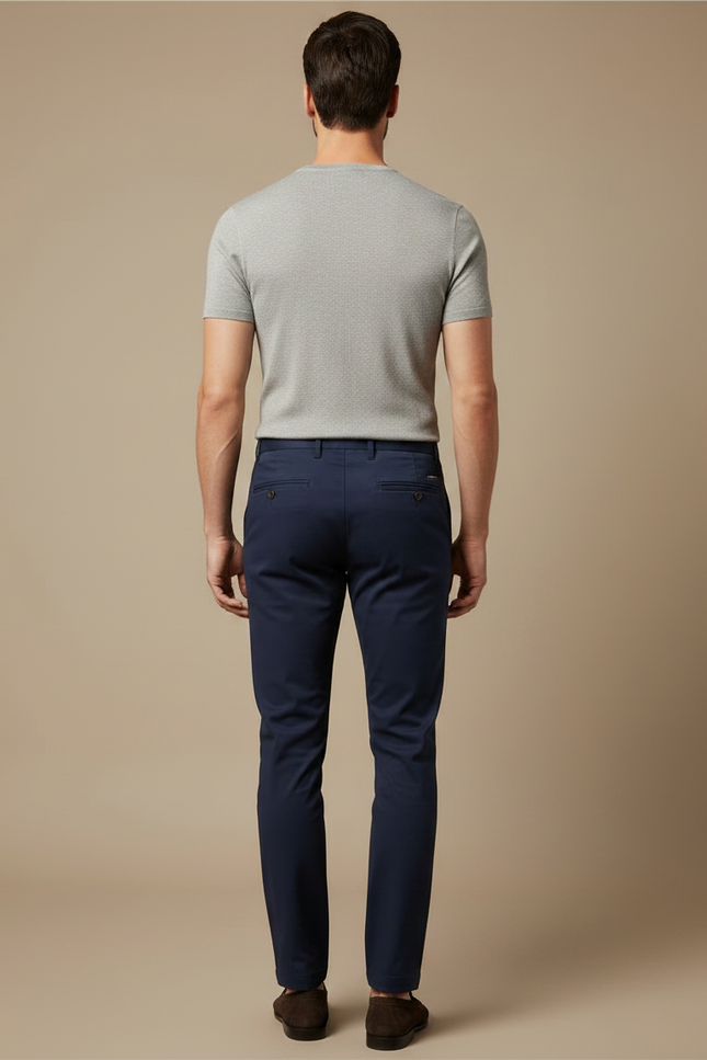 Pantalon Chino Marine Coton Slim Élégant Homme - vue 2