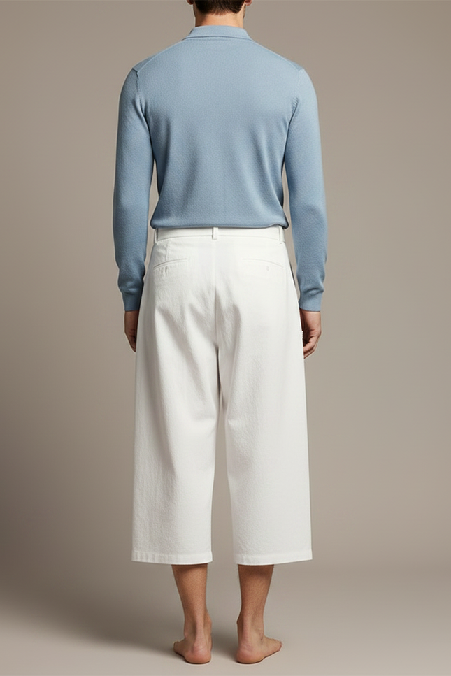 Pantalon Chino Blanc Ample Coton Ceinture Décontracté - vue 2