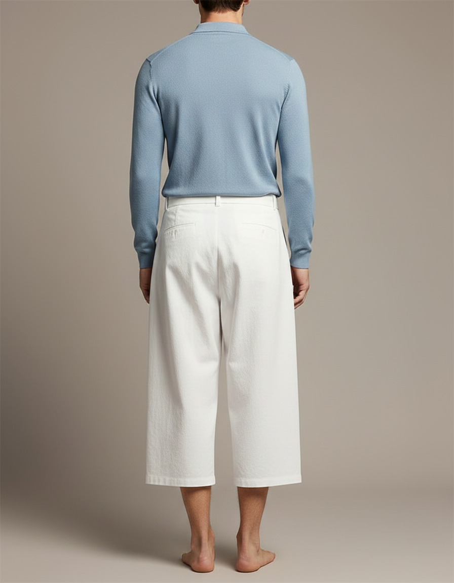 Pantalon Chino Blanc Ample Coton Ceinture Décontracté - vue 2