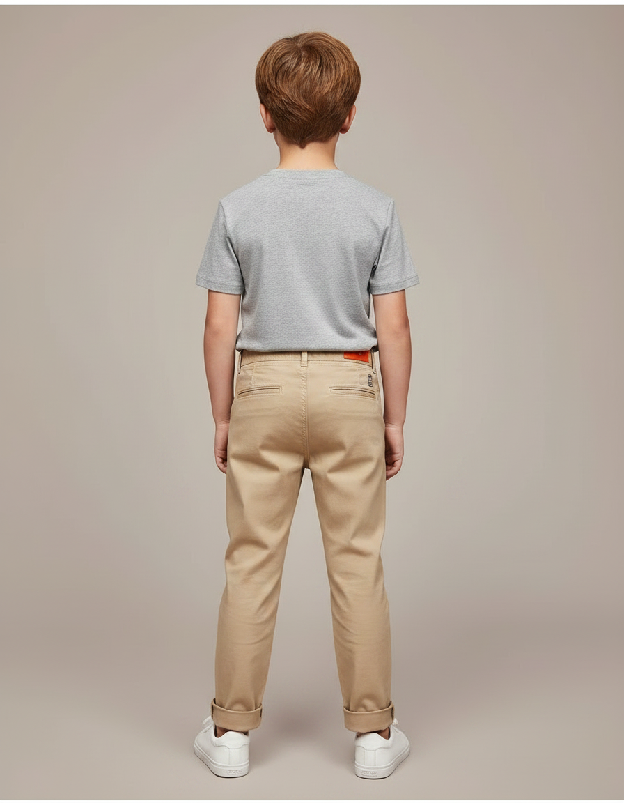 Pantalon Chino Garçon Beige Tapered - Gabardine - vue 2