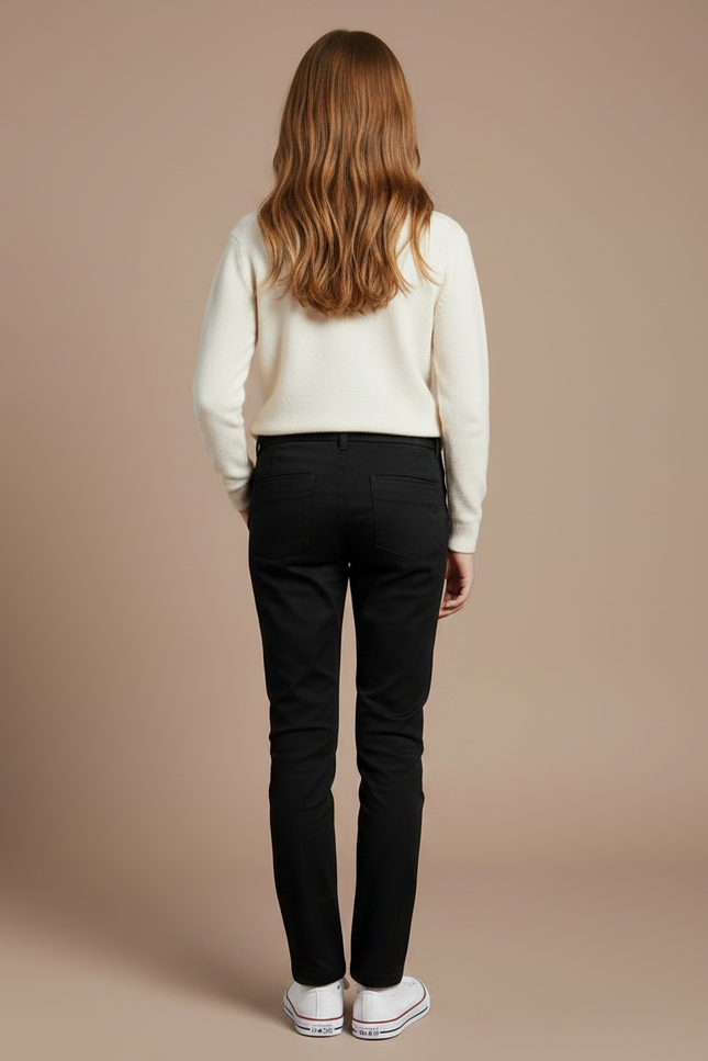 Pantalon Chino Noir Slim Simple Fille Décontracté - Gabardine - vue 2