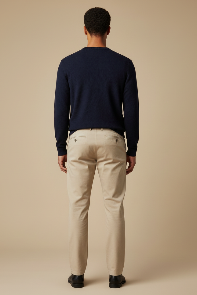 Pantalon Homme Chino Coupe Droite - Beige Gabardine - vue 2