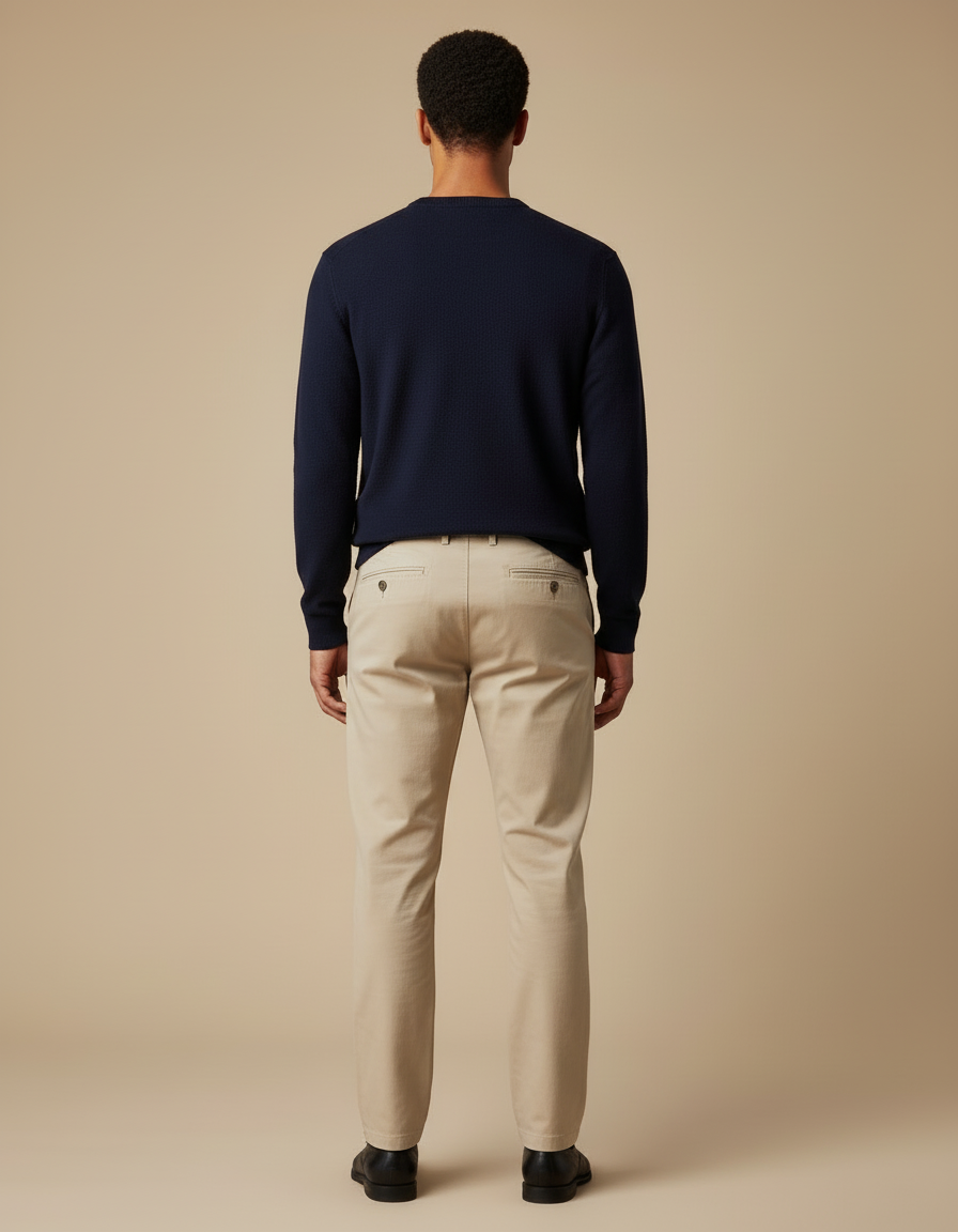 Pantalon Homme Chino Coupe Droite - Beige Gabardine - vue 2