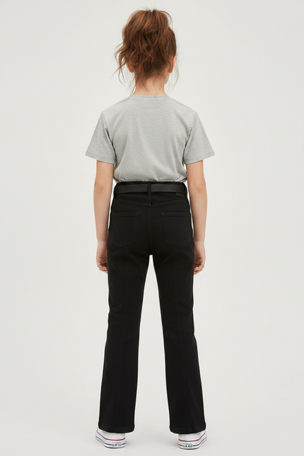 Pantalon Chino Noir Fendu Décontracté Enfant Fille - Coton - vue 2