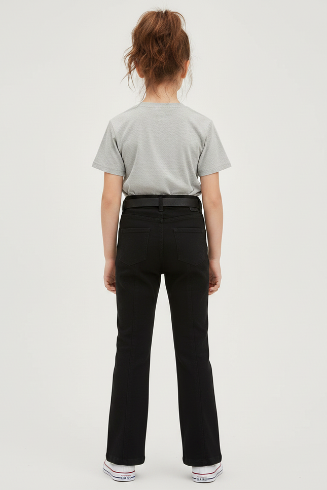 Pantalon Chino Noir Fendu Décontracté Enfant Fille - Coton - vue 2