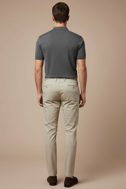 Pantalon Chino Beige Slim Coton Décontracté Élégant - vue 2