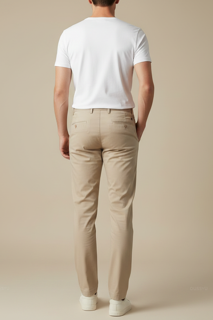 Pantalon Chino Beige Homme Slim Coton Élégant - vue 2