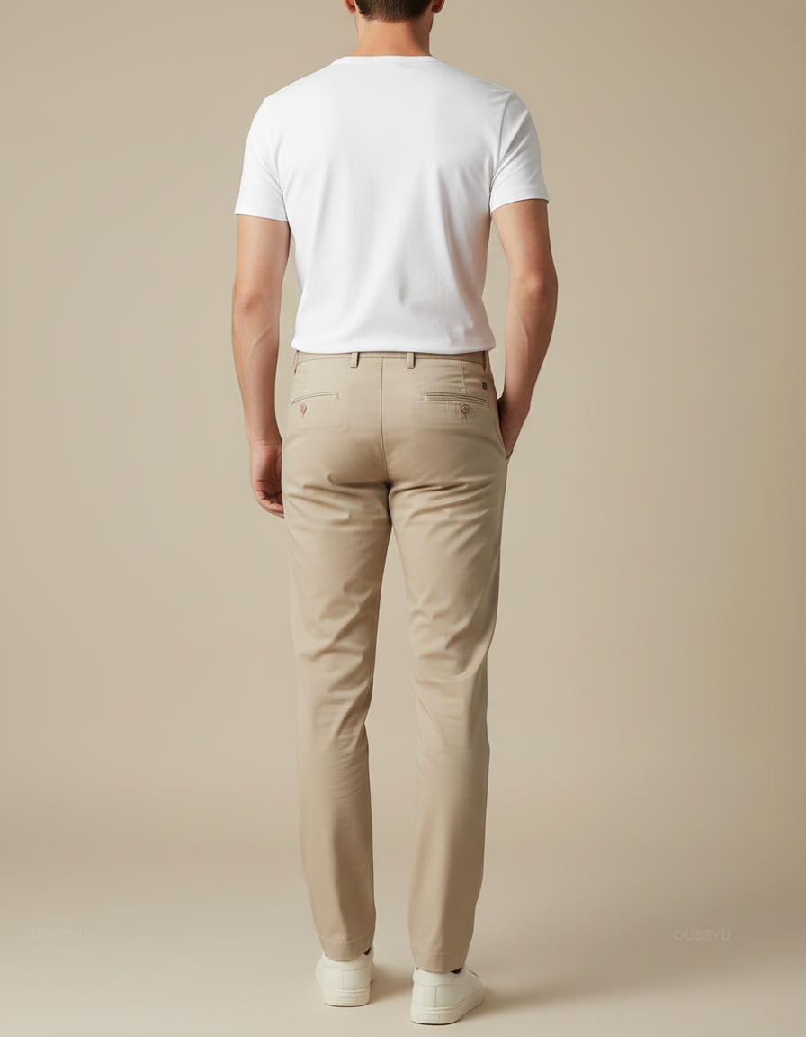 Pantalon Chino Beige Homme Slim Coton Élégant - vue 2