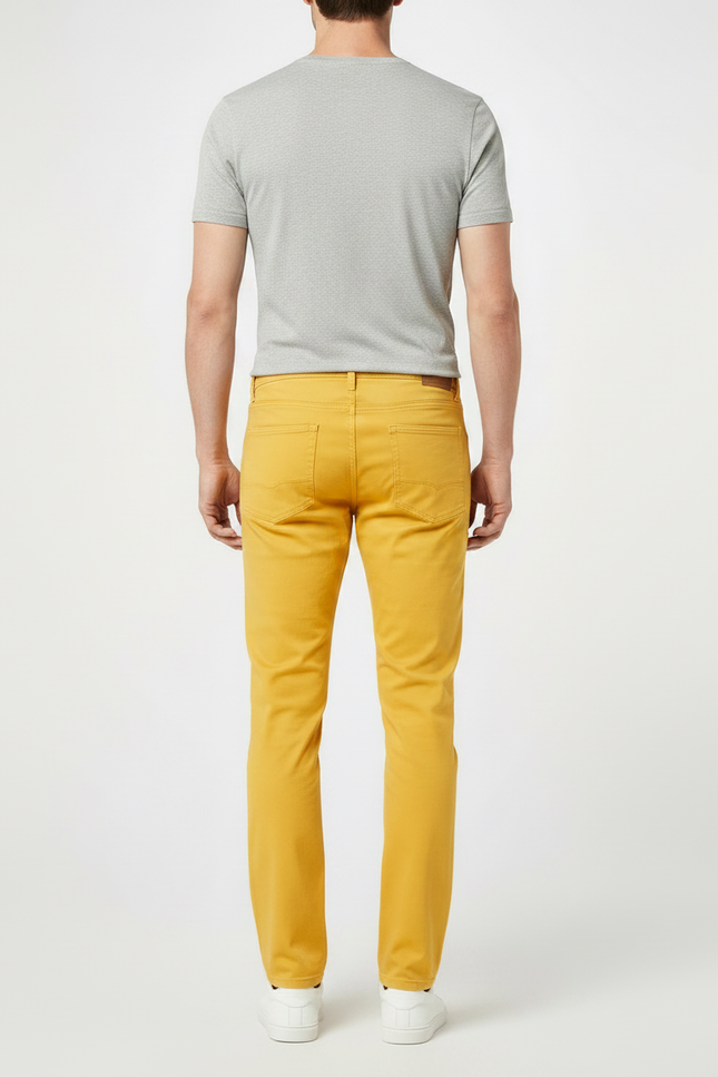 Pantalon Chino Homme Jaune Moutarde Slim Coton Stretch - vue 2