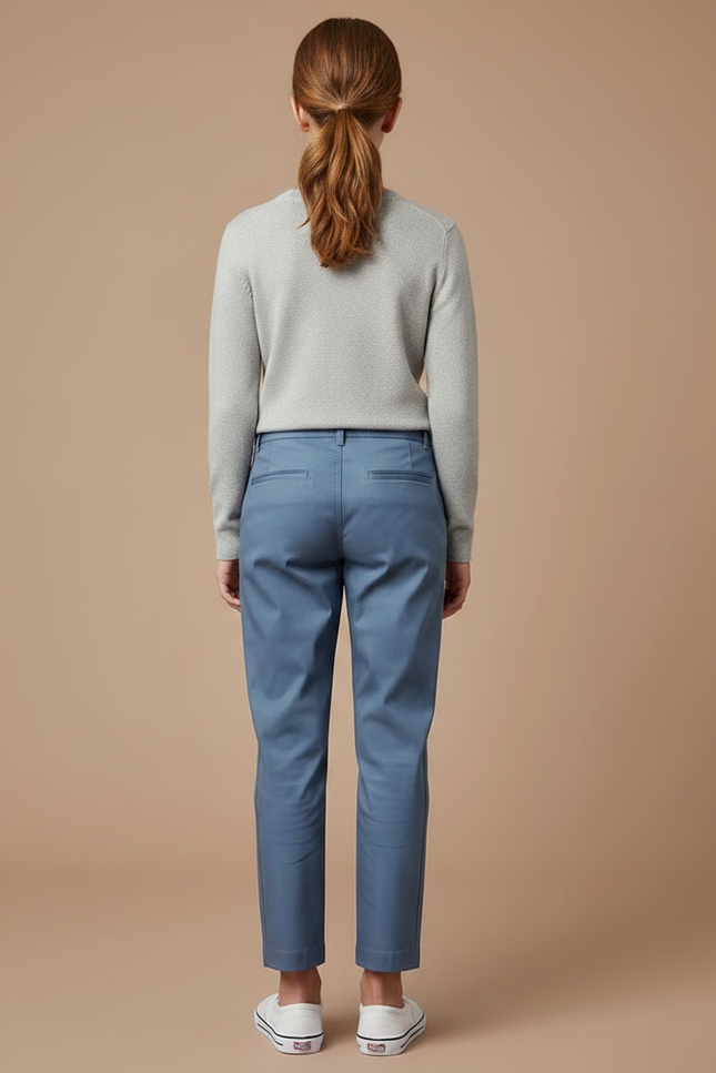 Pantalon Chino Bleu Marine Coupe Droite Enfant Décontracté - Gabardine - vue 2