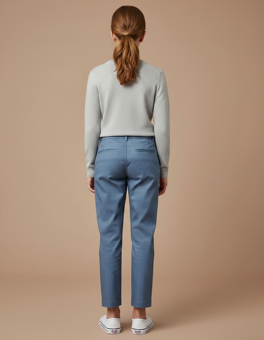 Pantalon Chino Bleu Marine Coupe Droite Enfant Décontracté - Gabardine - vue 2