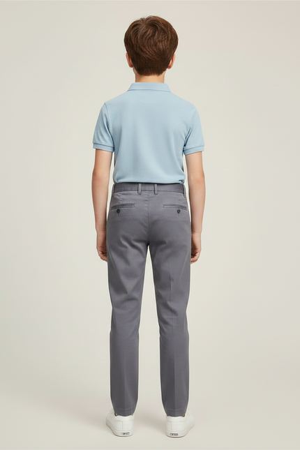 Pantalon Chino Gris Garçon Droit Coton Élégant - vue 2