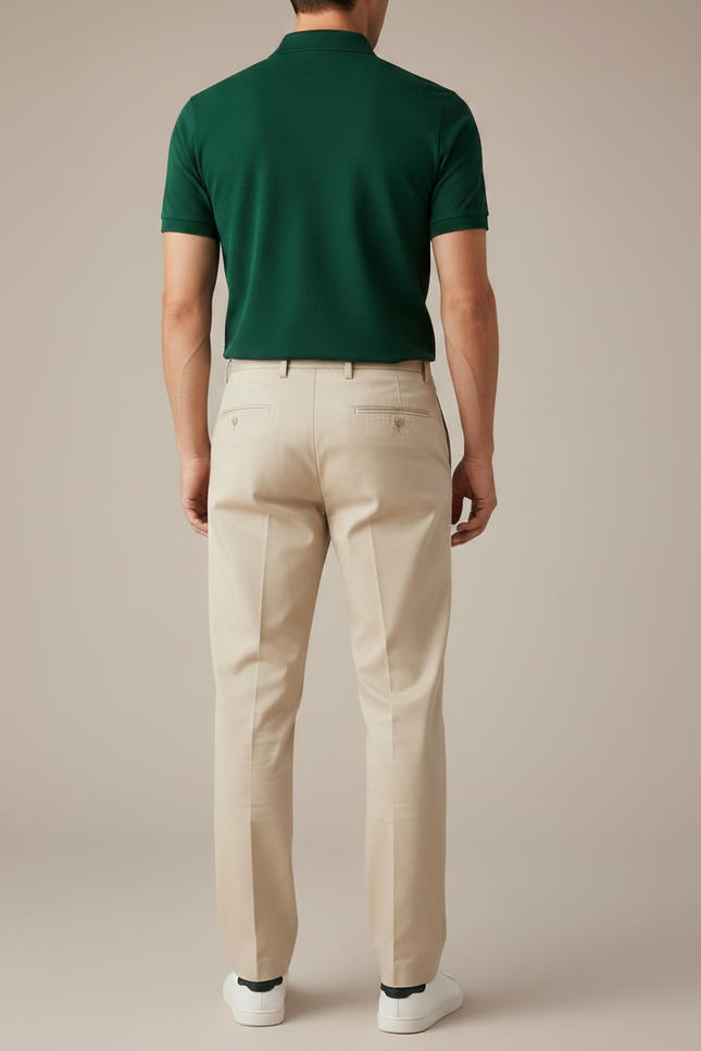 Pantalon Chino Beige Clair Droit Coton Décontracté Homme - vue 2