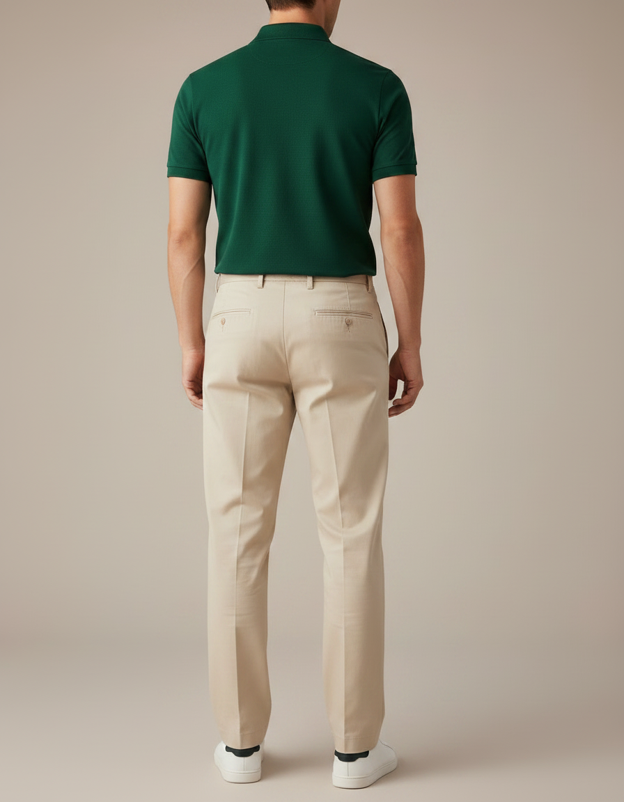 Pantalon Chino Beige Clair Droit Coton Décontracté Homme - vue 2
