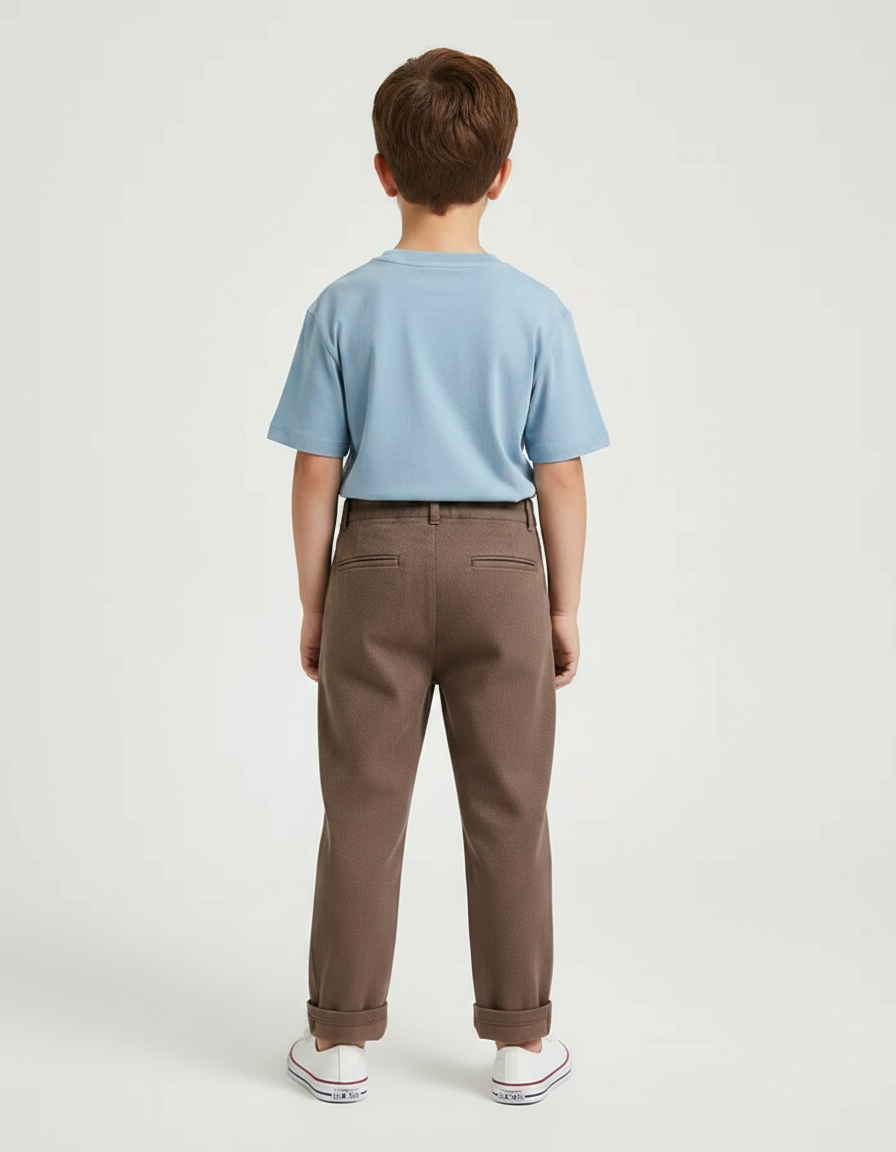 Pantalon Chino Marron Coton Ample Décontracté Garçon - vue 2